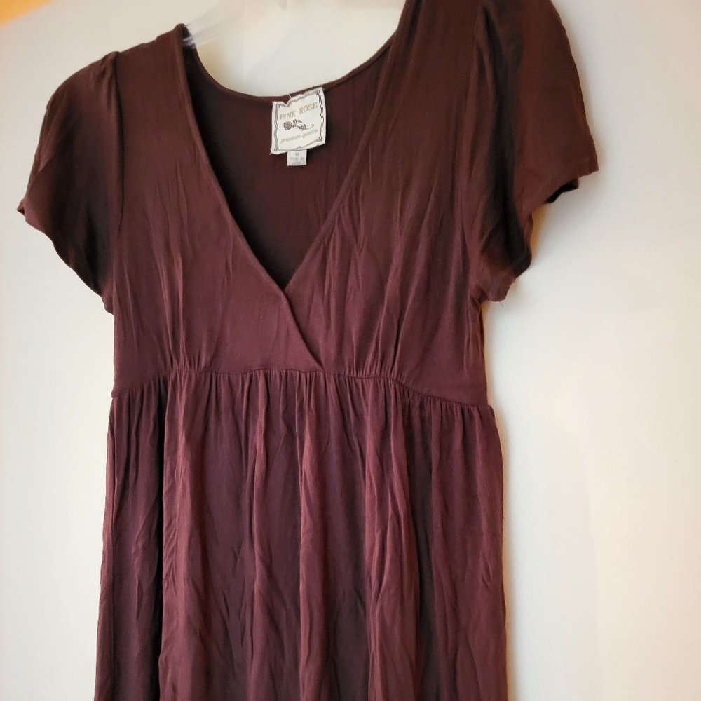 Brown casual dress by Pink Rose Great for Travel Beach Daytime